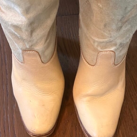 Over The Knee High Heel Boots - Suede/Leather Camel - Vintage Brazillian - Picture 8 of 13